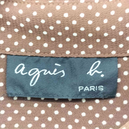 アニエスベー agnes b. PARIS ドット柄 サイドスリット S/S シャツ レディース