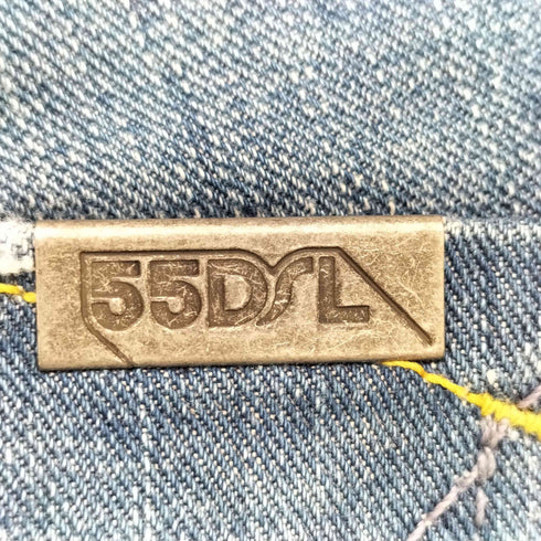 フィフティーファイブディーエスエル 55DSL 牛革 パッチ デザインステッチ デニム テーパード パンツ レディース