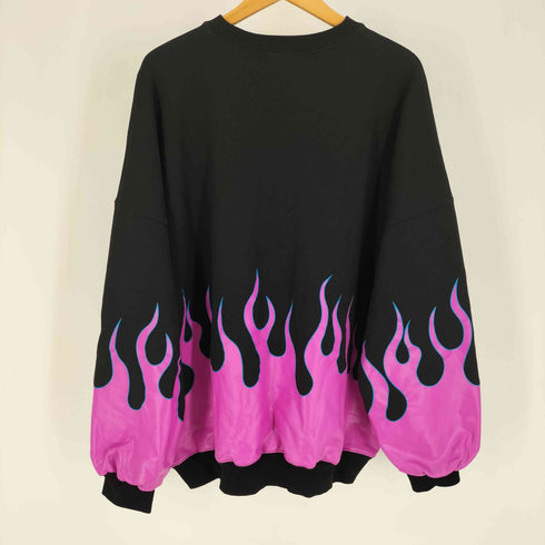 PAPARAZZI Fire sweat ロゴプリント ファイヤーパターン クルーネック スウェット 韓国 レディース FREE