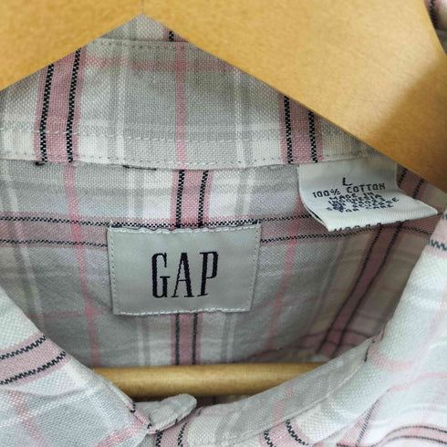 ギャップ Gap 80-90S 白タグ インド綿 チェック S/S シャツ メンズ import:L
