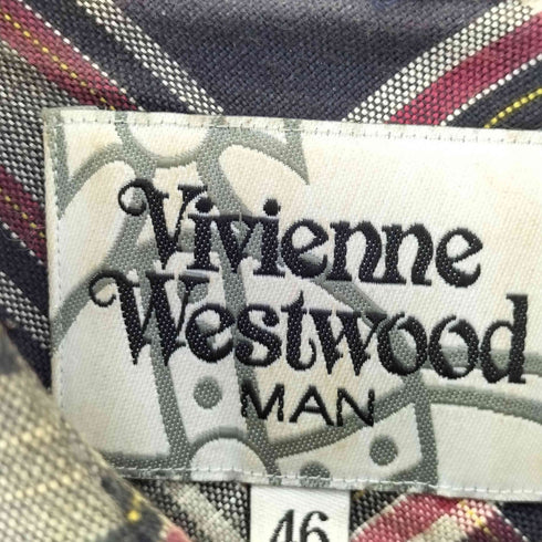 ヴィヴィアンウエストウッドマン Vivienne Westwood MAN オーブロゴ刺繍 コットン チェック L/S シャツ メンズ EUR:46