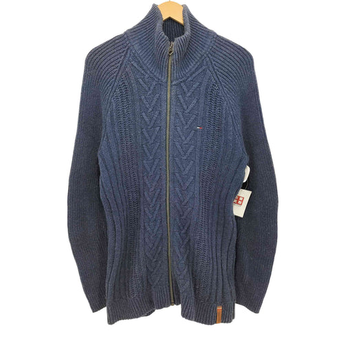 トミーヒルフィガー TOMMY HILFIGER ケーブル編み フルジップセーター ドライバーズニット メンズ import:XL