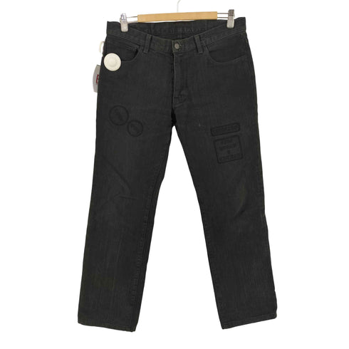 N NUMBER 04AW GIVE期 本人期 パッチワークワッペン ブラックデニムパンツ メンズ JPN:4 LENGTH : 32