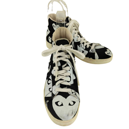 プレイコムデギャルソン PLAY COMME des GARCONS ハート総柄 キャンバス ハイカットスニーカー メンズ JPN:26
