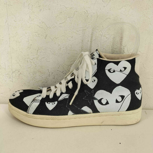 プレイコムデギャルソン PLAY COMME des GARCONS ハート総柄 キャンバス ハイカットスニーカー メンズ JPN:26