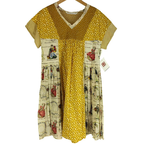 ジェーンマープルドンルサロン Jane Marple Dans Le Salon Old Dish Plate オールドディッシュプレ―ト 切替プリーツワンピース レディース M