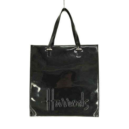 ハロッズ HARRODS ロゴ 凹凸 デザイン エナメル ハンド バック レディース