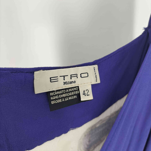 エトロ ETRO イタリア製 総柄 ビーズ 装飾 シルク キャミ トップス レディース EUR:42