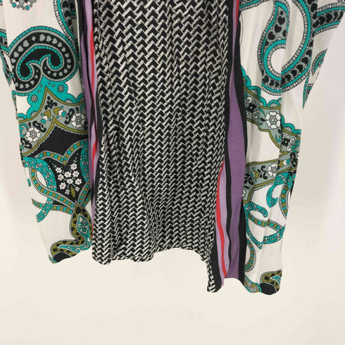 エトロ ETRO イタリア製 ペイズリー柄 総柄 切替 タック レーヨン ノースリーブ ワンピース レディース EUR:40