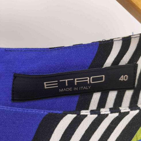 エトロ ETRO イタリア製 ペイズリー柄 総柄 切替 タック レーヨン ノースリーブ ワンピース レディース EUR:40