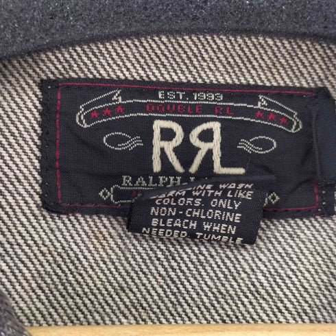ダブルアールエルラルフローレン RRL RALPH LAUREN 90s USA製 三ツ星タグ 先染め ブラックデニムトラッカージャケット メンズ JPN:L