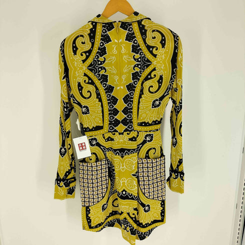 エトロ ETRO イタリア製 花柄 総柄 ポケット 切替 スキッパー シルク シャツ ワンピース レディース EUR:40