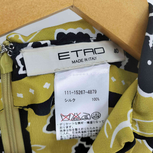 エトロ ETRO イタリア製 花柄 総柄 ポケット 切替 スキッパー シルク シャツ ワンピース レディース EUR:40