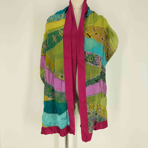 エトロ ETRO イタリア製 ペイズリー 総柄 ウール シルク フリンジ ストール レディース