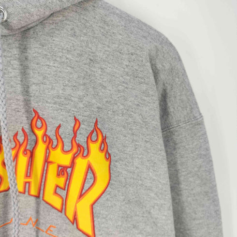 スラッシャー THRASHER ファイヤーパターン ロゴ プルオーバーパーカー メンズ import:M