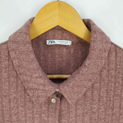 ザラ ZARA リブニット ポロ カーディガン レディース import:M