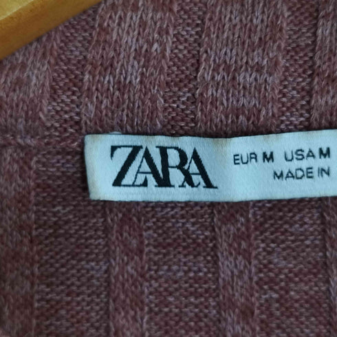 ザラ ZARA リブニット ポロ カーディガン レディース import:M