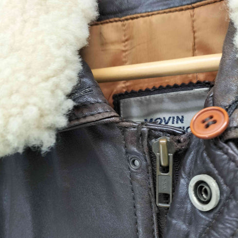 MOVIN COLLECTION 襟ボア レザー ブルゾン ジャケット レディース import:M