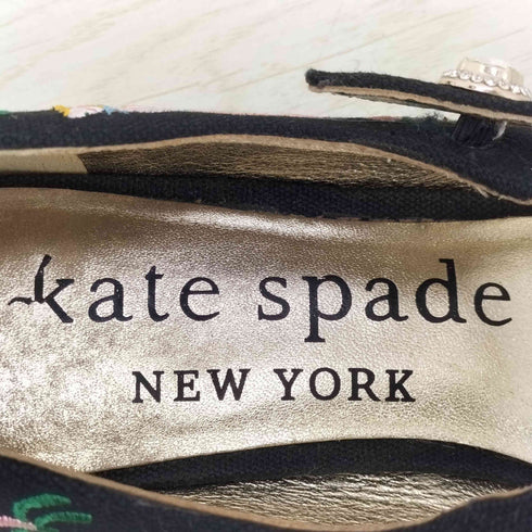 ケイトスペード Kate spade ポインテッドトゥ フラワー刺繍 ストラップシューズ レディース 6.5B