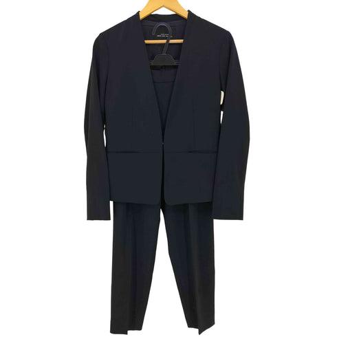 ユナイテッドアローズグリーンレーベルリラクシング UNITED ARROWS green label relaxing 手洗い可能/シルキーツイル ノーラペルジャケット テーパードパンツ セットアップ レディース 上下共に38