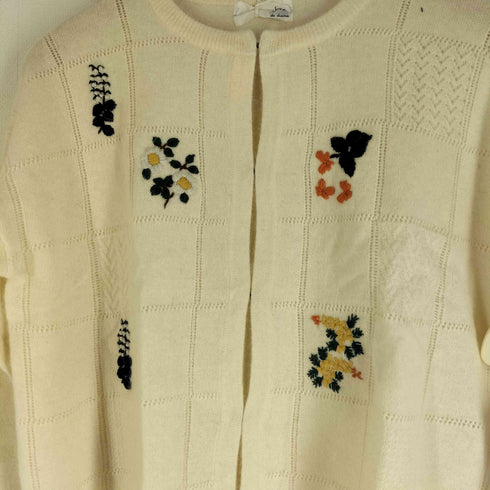 マルシャンブルドゥシャーム Malle chambre de charme 花刺繍 アンゴラ混カーディガン レディース FREE