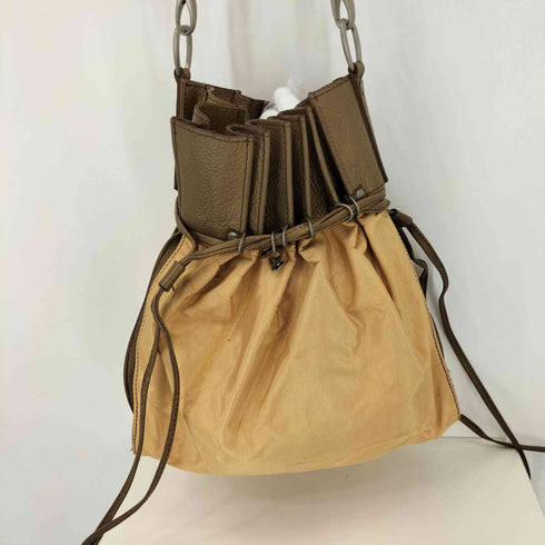 ヒロココシノ HIROKO KOSHINO レザー切替 巾着レザーショルダーバッグ レディース