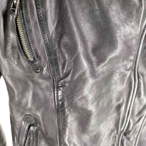 アヴィレックス AVIREX 羊革ダブルライダースフーデッドジャケット レディース import:S