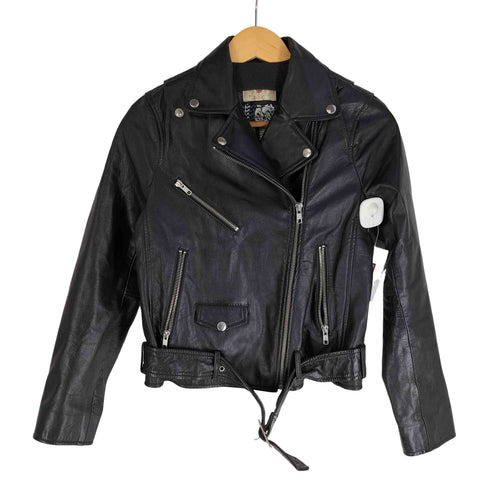 エーアイシー AIC. 本革 ダブルライダースジャケット 裏地総柄 レディース import:M