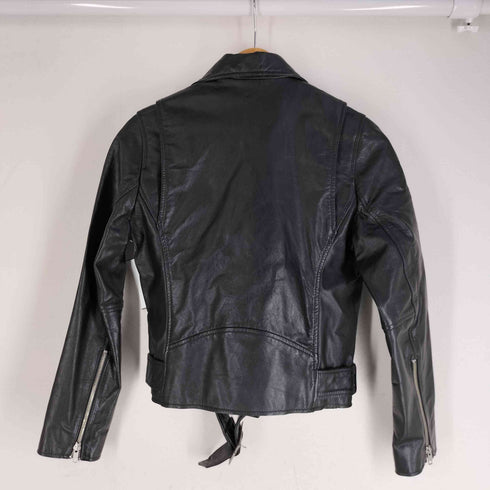 エーアイシー AIC. 本革 ダブルライダースジャケット 裏地総柄 レディース import:M