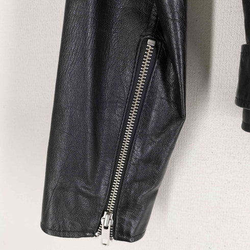 エーアイシー AIC. 本革 ダブルライダースジャケット 裏地総柄 レディース import:M