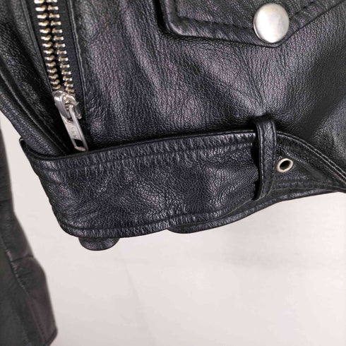 エーアイシー AIC. 本革 ダブルライダースジャケット 裏地総柄 レディース import:M