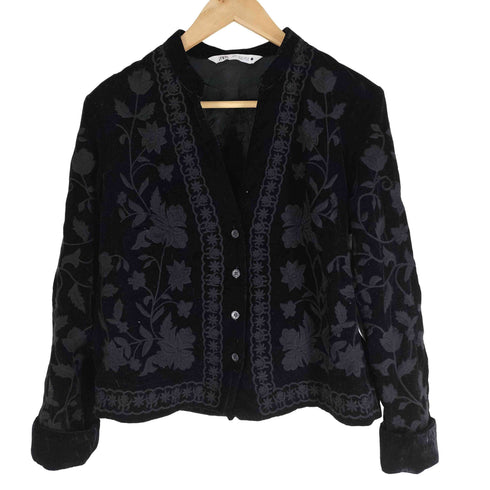 ザラ ZARA EMBROIDERED VELVET BLOUSE レディース import:M