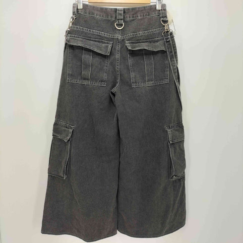 ROMWE ブラックデニム ボンテージパンツ レディース JPN:M