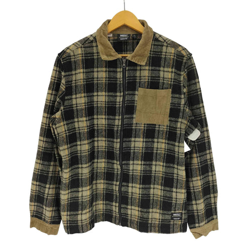 WESC NICK PLAID Fleece Shirt Jacket コーデュロイ 切替 チェック ジップアップ フリース ジャケット メンズ import:L