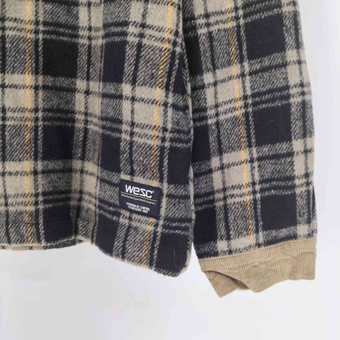 WESC NICK PLAID Fleece Shirt Jacket コーデュロイ 切替 チェック ジップアップ フリース ジャケット メンズ import:L