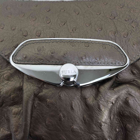 フルラ FURLA イタリア製 チェーンハンドル オーストリッチ 肩掛け レザー ハンドバッグ レディース