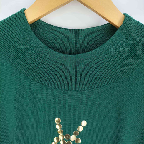 イヴサンローラン Yves Saint Laurent YSLロゴ ラインストーン 装飾 ウール モックネックニット レディース import:M