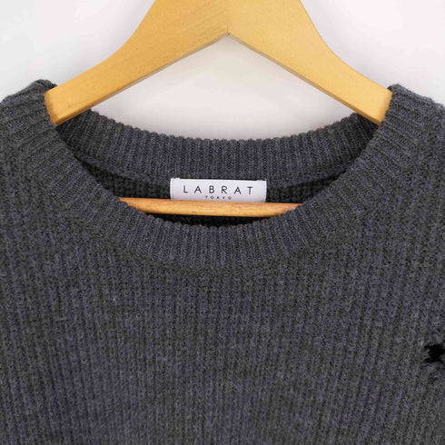 ラブラット LABRAT Damage Sweater ダメージ加工 クルーネックニット メンズ import:M