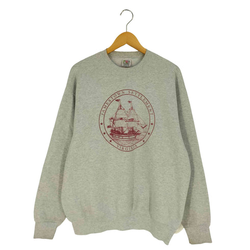 フルーツオブザルーム FRUIT OF THE LOOM 90-00s JAMESTOWN SETTELEMENT プリント クルーネックスウェット メンズ import:XL