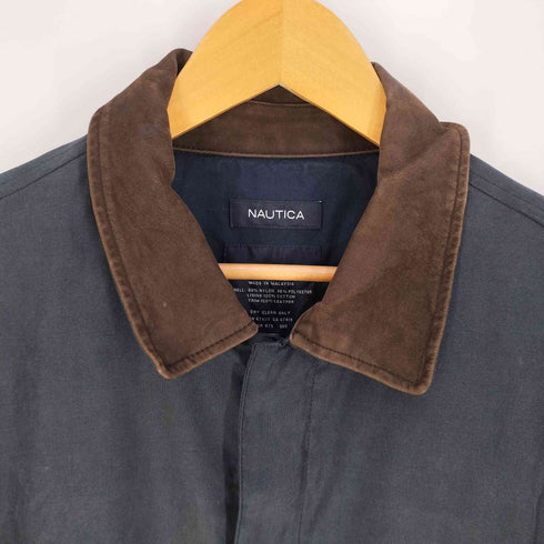 ノーティカ NAUTICA 襟レザー ジップアップ ワークジャケット メンズ import:L