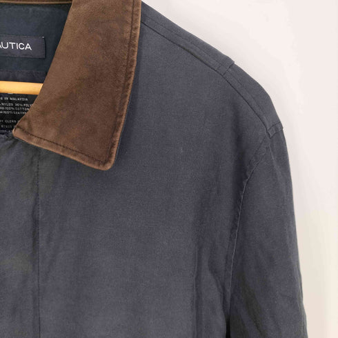 ノーティカ NAUTICA 襟レザー ジップアップ ワークジャケット メンズ import:L
