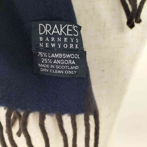 ドレイクス Drakes アンゴラ混 ストライプフリンジマフラー メンズ