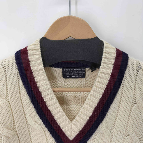 ブルックスブラザーズ BROOKS BROTHERS 80s 黒タグ ウール100% ケーブル編チルデンニットセーター メンズ JPN:L