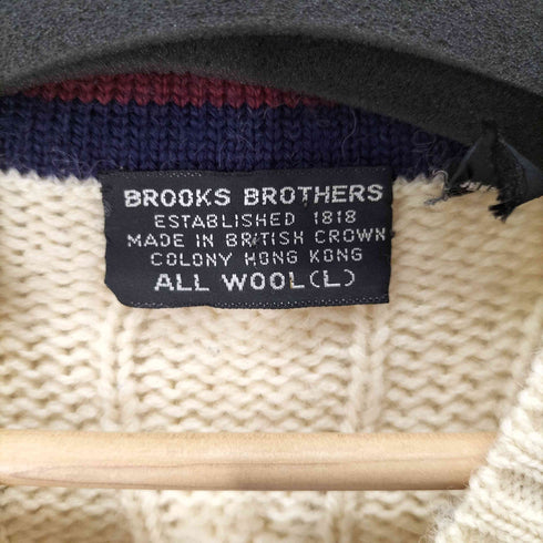 ブルックスブラザーズ BROOKS BROTHERS 80s 黒タグ ウール100% ケーブル編チルデンニットセーター メンズ JPN:L