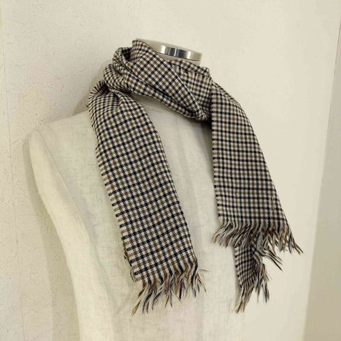 アクアスキュータム AQUASCUTUM For ANA イングランド製 ウールチェックマフラー メンズ