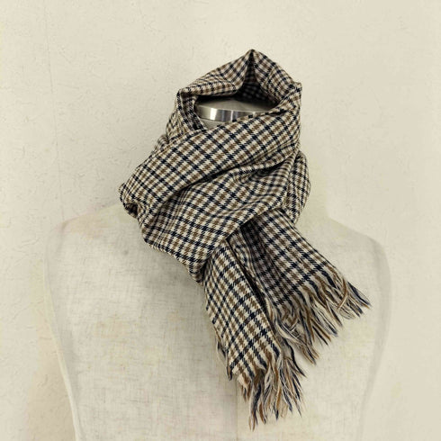 アクアスキュータム AQUASCUTUM For ANA イングランド製 ウールチェックマフラー メンズ