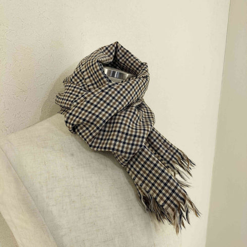 アクアスキュータム AQUASCUTUM For ANA イングランド製 ウールチェックマフラー メンズ