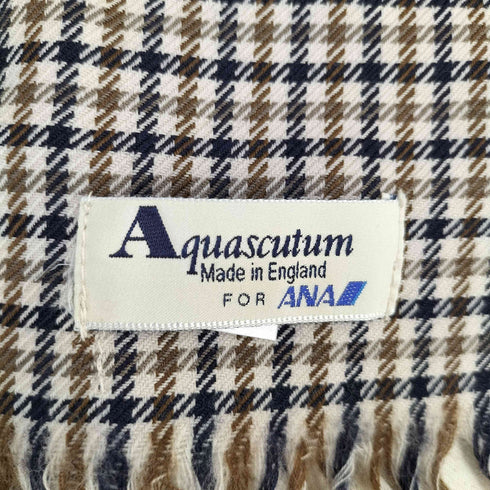 アクアスキュータム AQUASCUTUM For ANA イングランド製 ウールチェックマフラー メンズ
