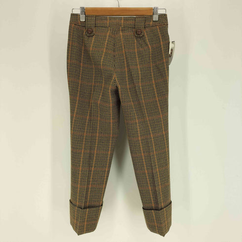 バーバリーロンドン BURBERRY LONDON カシミヤ混 千鳥格子 クルミボタン スラックス パンツ レディース 36