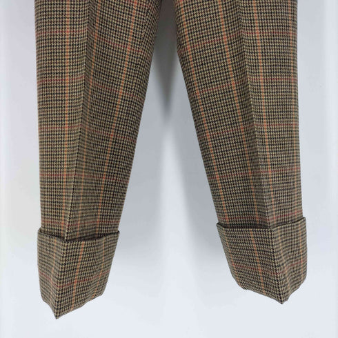 バーバリーロンドン BURBERRY LONDON カシミヤ混 千鳥格子 クルミボタン スラックス パンツ レディース 36